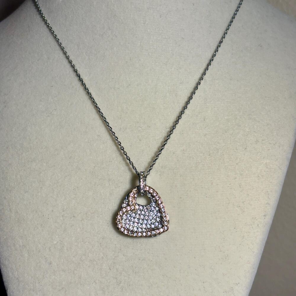 Swarovski Double Heart Necklace Silver and Gold Tone Romantic Jewelry Gift